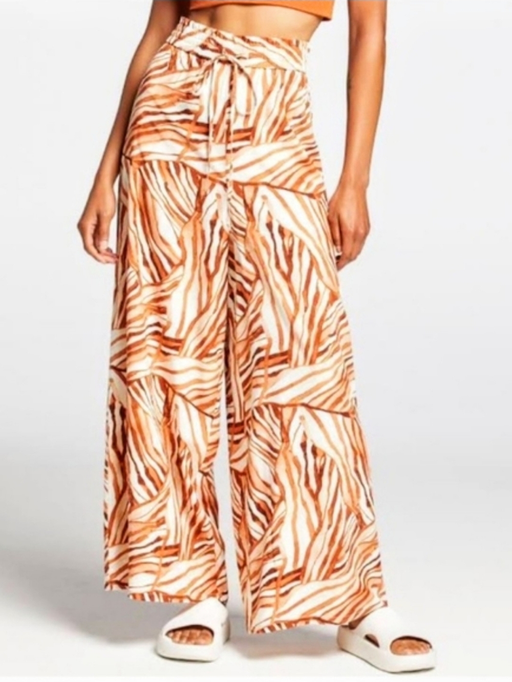 Calia Rayon Wide Leg Tropical Summer Beach Resort Travel Boho Pants Size Small